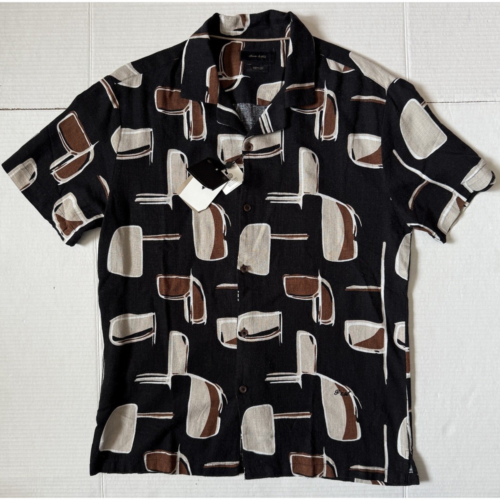 PORTER & ASH - Men's Short Sleeve Button Up Linen Blend Shirt - Size Small - NWT